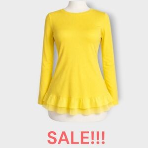 Style & Co, Yellow Lightweight, Top, With Ruffled Hem, Size Petite Med, NWT